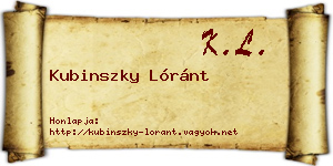 Kubinszky Lóránt névjegykártya